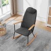 CAVINAS Teddy Fabric Glider Rocking Chair with High Backrest and Adjustable Headrest Pillow,Upholstered Rocking Chair,Nursery Accent Chair for Bedroom - 2 of 4