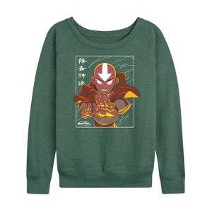Women's - Avatar: The Last Airbender - Avatar State Aang Lightweight French Terry Wide Neck Long Sleeve Shirt - 1 of 4