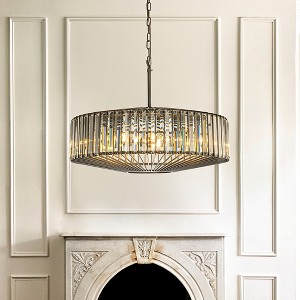 ALOADECOR 24'' Unique Modern Crystal Chandelier 6-Light Luxury Matte Black Pendant with Clear Crystal For Dining Room And Entryway - 1 of 4