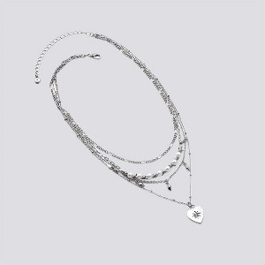 Layered Chain Necklace with Barbs, Pearls, & Hearts Charms - Wild Fable™ Silver - 1 of 2