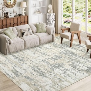 Modern Abstract Non Slip Area Rug Stain Resistant Contemporary Soft Rugs Ultra Low Pile Indoor Mat for Living Room Bedroom Kitchen - 1 of 4