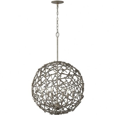 Champagne Luxe 6-Light Globe Pendant with Metal Branch Design