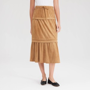Women's Faux Suede Tiered Midi A-Line Skirt - Universal Thread™ - 1 of 4