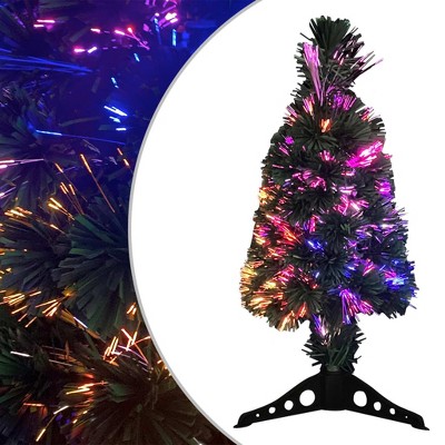 Christmas Tree Black and green Fiber optic, plastic 2 ft Lights