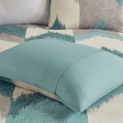 Aqua Ikat Chevron Cotton Full/Queen Duvet Cover Set