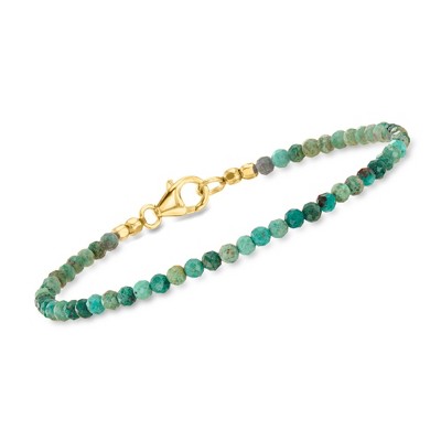Ross-Simons Green Turquoise Bead Bracelet in 18kt Gold Over Sterling