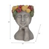 Decorative Polyresin Face Planter with Fruit Crown - Artistic Indoor/Outdoor Plant Pot - Gray - 18" Gray, Yellow, Red - 3 of 4
