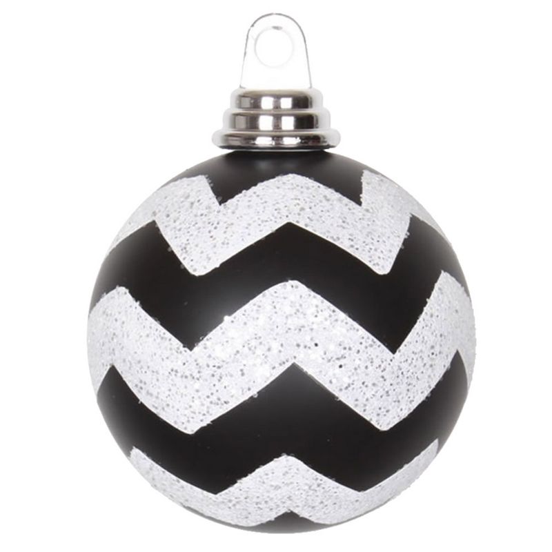 Vickerman Matte Chevron White and Black or Red Ball Christmas Ornament, 1 of 3