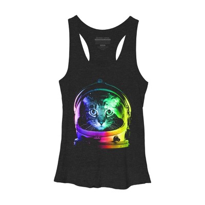 Women's Design By Humans Astronaut Cat By clingcling Racerback Tank Top