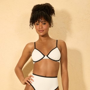 Women's Contrast Binding Demi Underwire Bikini Top - Shade & Shore™ Cream/Black - 1 of 4