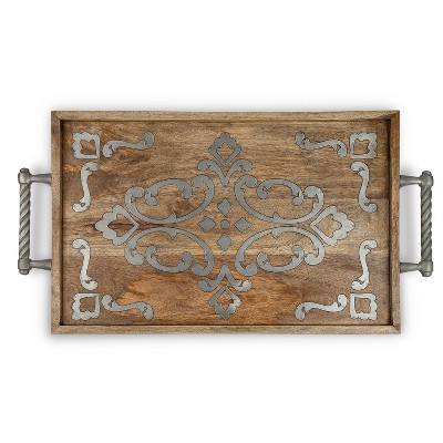 GG Collection Heritage Collection Wood and Metal Inlay Bed Tray