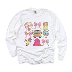 Simply Sage Market Women's Coquette School Chart Long Sleeve Garment Dyed Tee - 1 of 3