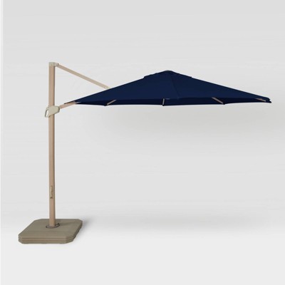 11' Round Offset Outdoor Patio Cantilever Umbrella with Light Wood Pole - Threshold™