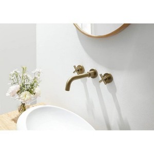 Elegant Dual-Handle Wall-Installed Bathroom Sink Faucet for Sophisticated Aesthetics and Easy Control - 1 of 4