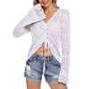 Womens Boho Sheer Crop Tops Drawstring Knitted,Off Shoulder Sheer Crop Tops - 2 of 4