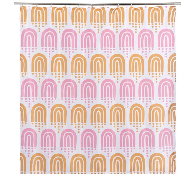 Shiraleah Pink and Orange Rainbow Print Shower Curtain, 1 of 6
