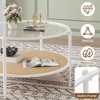 Garvee 30" Rattan Coffee Table, 2-Tier Round End Table with Storage, Round Water-Wave Glass Metal Center Tables, Modern Circular Coffee Tables - 3 of 4