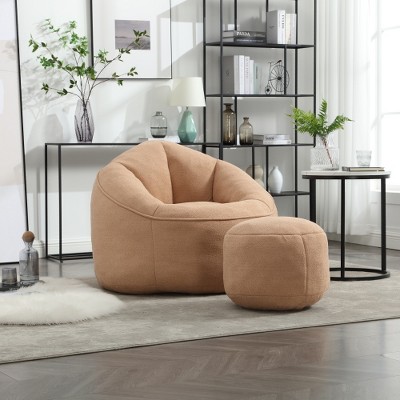 Airsurfer Bean Bag Chair for Adults with Footrest - Soft Padded Cover, Ideal for Bedroom, Dorm, Gaming or Living Room