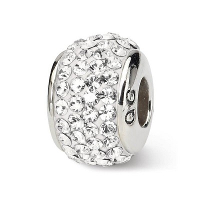 Black Bow Jewelry Sterling Silver with White Crystals April Birthstone Bead Charm