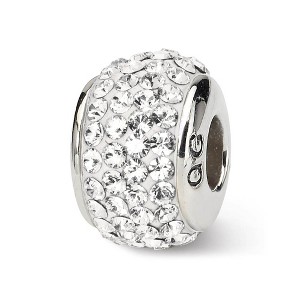 Black Bow Jewelry Sterling Silver with White Crystals April Birthstone Bead Charm - 1 of 3