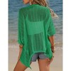 Womens Short Sleeve Cardigan Beach Cover Up Hollow-Out Sweater Cardigan Batswing Sleeve Cover Up Lightweight Cardigan - 2 of 4