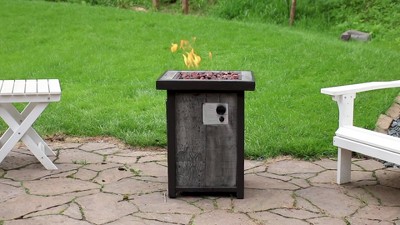 Gray Weathered Wood Look Propane Gas Fire Pit Table