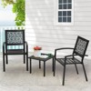 Outdoor Bistro Set 3 Piece Set - Comfortable Metal Patio Chairs And Small Table, Yellow /sage Green/peacock Blue/black Floral Back Design, Waterproof - 3 of 4
