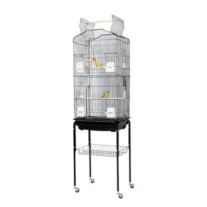 65.5 in Large Bird Cage with Play Open Top, Metal Bird Flight Cage with Detachable Rolling Stand & Storage Shelf for Parrots Conures - 1 of 4