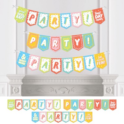 Big Dot of Happiness Party Time - Happy Birthday Party Bunting Banner - Party Decorations - Party Party Party