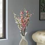 Uniquewise Peach Artificial Cherry Blossom Branch Stem for Home Decoration and Wedding Craft