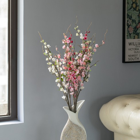 25'' Cherry Peach Blossom Fake Silk Flower Home Wedding Party Floral Decor 