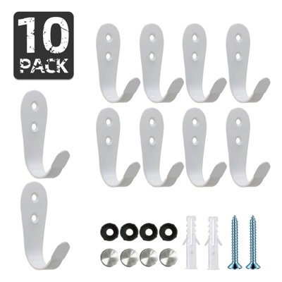 phiestina Stainless Steel U-Shaped Hooks, 10-Piece Set for Bathroom, Bags, Living Room & Kitchen Storage