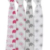 Bacati - Elephants Pink/Gray Muslin Swaddling Blankets set of 4 - 3 of 4