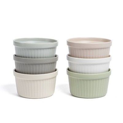 over&back Stoneware Ramekin Set Semi-Matte White: Round, 9 oz Capacity, Microwave & Oven-Safe, Dishwasher-Safe, 6-Piece