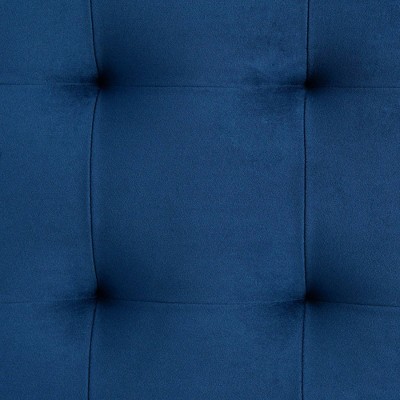 Crosby Blue Velvet 52" Contemporary Tufted Storage Ottoman