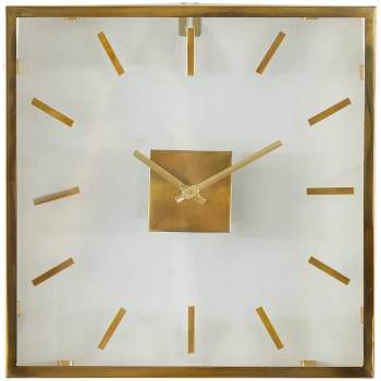 Stainless Steel Wall Clock with Clear Face Gold - Olivia & May