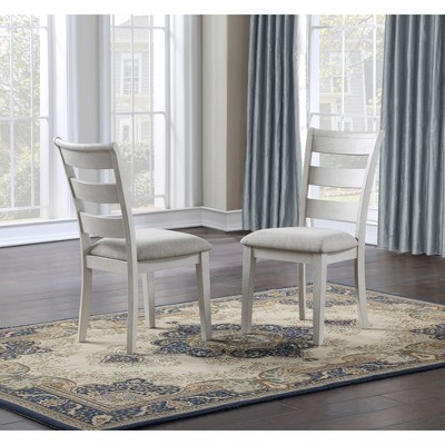 Solid Asian Hardwood Side Chair (Set of 2) with Shaped Ladderback, Upholstered Memory Foam Seat, Rolled Cap Rail, Tapered Legs