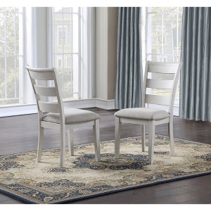Solid Asian Hardwood Side Chair (Set of 2) with Shaped Ladderback, Upholstered Memory Foam Seat, Rolled Cap Rail, Tapered Legs - 1 of 4