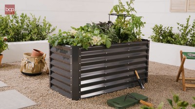 Taupe 6x3x2ft Outdoor Steel Raised Garden Bed Planter Box