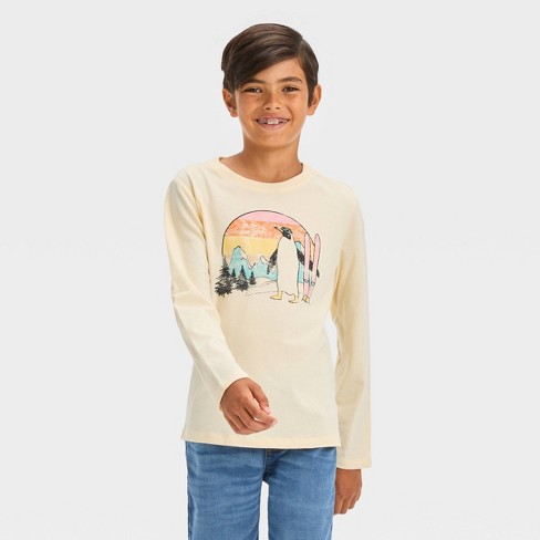 Boys' Long Sleeve Penguin Sunset Graphic T-shirt - Cat & Jack™ Off-white  Xxl Husky : Target
