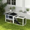 2 Level Outdoor Rabbit Hutch with Run and Ramp,59'' Wooden Bunny Cage with Openable Roof Removable Tray- LAOTIES - 2 of 4