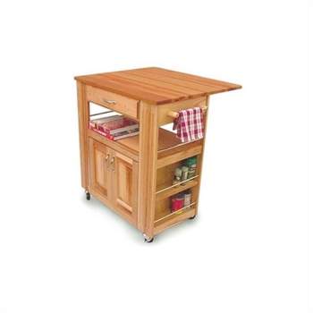 Wood Catskill Heart of the Kitchen Butcher Block Cart in Natural Brown - Catskill Craftsmen