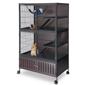 60" 5-Tier Ferret Cage, Multi-Level Chinchilla Cage with Lockable Doors, Ramps, Hammock, Wheels, Storage Cabinet, Small Animal Habitat - 1 of 4