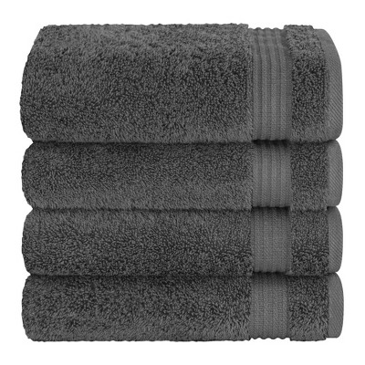 Dark Gray Turkish Cotton 4-Piece Hand Towel Set