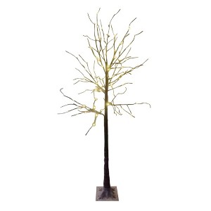 Season's Designs 6Ft Snowy Bark Branch Tree with Base Christmas Decor with 120 LED Warm White Flashing Lights for Indoor or Outdoor Use - 1 of 1