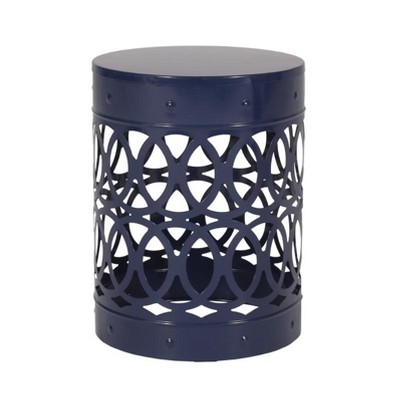 Large Metal Side Table - Navy Blue Finish for Living Room/Patio