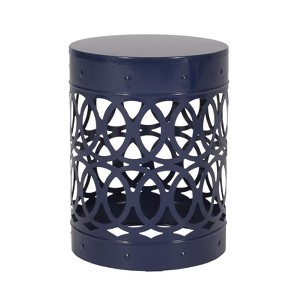 Large Metal Side Table - Navy Blue Finish for Living Room/Patio - 1 of 2