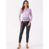 Allegra K Women's See-Through Long Sleeve Turtleneck Sheer Floral Lace Blouse - 3 of 4