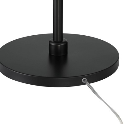 Serra Matte Black Arc Floor Lamp with White Fabric Shade