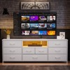 9 Drawer Dresser 63” Long TV Stand for Bedroom Entertainment Center with Power Outlet LED Light for 65"-75" TV White Dresser with Fabric - 4 of 4